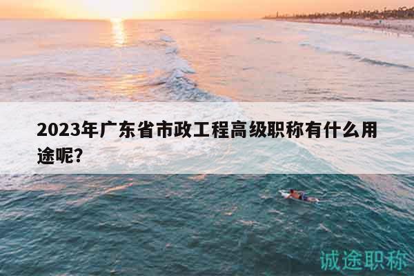 2023年廣東省市政工程高級(jí)職稱(chēng)有什么用途呢？