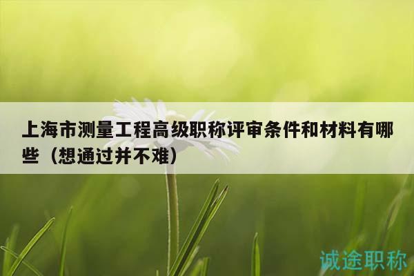 上海市測量工程高級職稱評審條件和材料有哪些（想通過并不難）