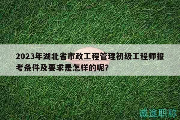 2023年湖北省市政工程管理初級工程師報考條件及要求是怎樣的呢？