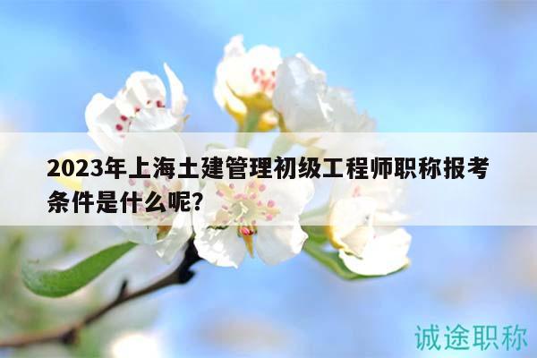 2023年上海土建管理初級工程師職稱報考條件是什么呢？