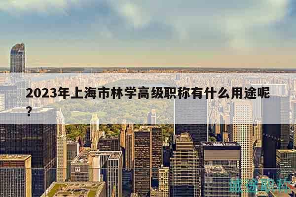 2023年上海市林學(xué)高級職稱有什么用途呢？