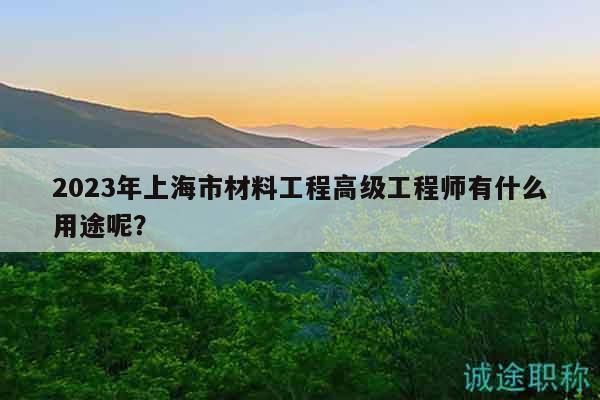 2023年上海市材料工程高級工程師有什么用途呢？