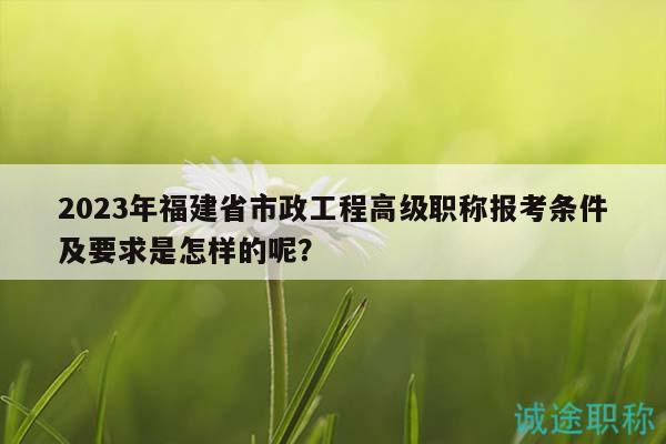 2023年福建省市政工程高級職稱報考條件及要求是怎樣的呢？