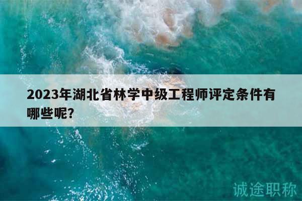 2023年湖北省林學(xué)中級(jí)工程師評(píng)定條件有哪些呢？