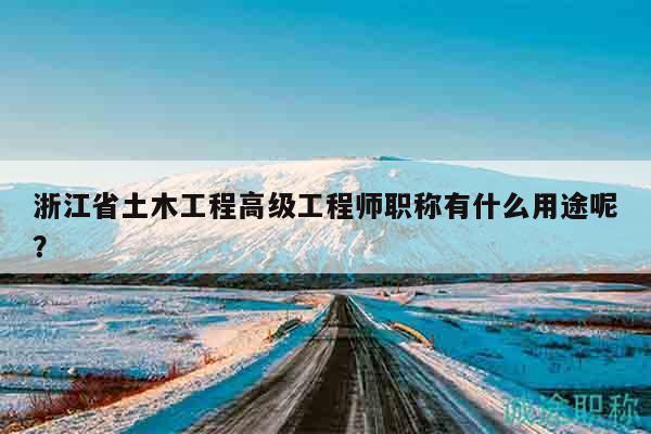 浙江省土木工程高級工程師職稱有什么用途呢？