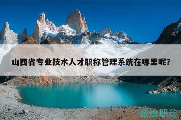 山西省專業(yè)技術(shù)人才職稱管理系統(tǒng)在哪里呢？