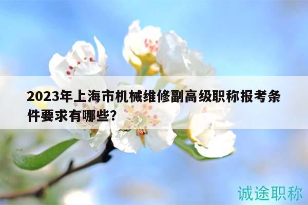 2023年上海市機(jī)械維修副高級職稱報考條件要求有哪些？
