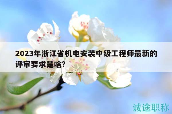 2023年浙江省機電安裝中級工程師最新的評審要求是啥？