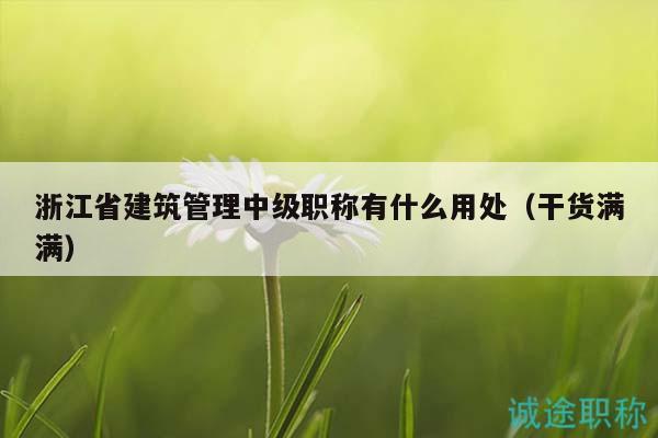 浙江省建筑管理中級職稱有什么用處（干貨滿滿）