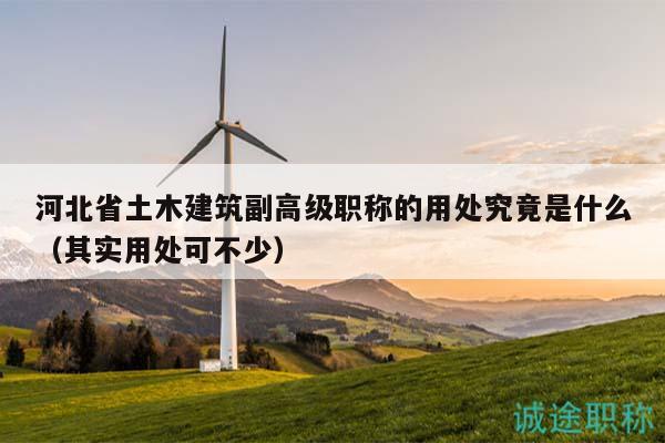 河北省土木建筑副高級(jí)職稱的用處究竟是什么（其實(shí)用處可不少）