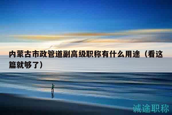 內(nèi)蒙古市政管道副高級(jí)職稱(chēng)有什么用途（看這篇就夠了）