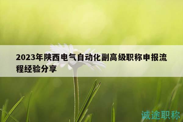 2023年陜西電氣自動(dòng)化副高級職稱申報(bào)流程經(jīng)驗(yàn)分享