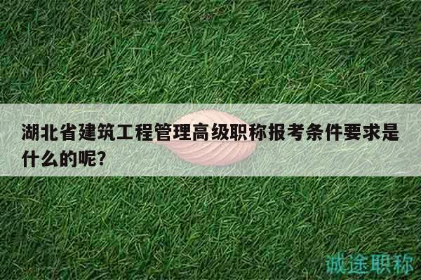 湖北省建筑工程管理高級(jí)職稱(chēng)報(bào)考條件要求是什么的呢？