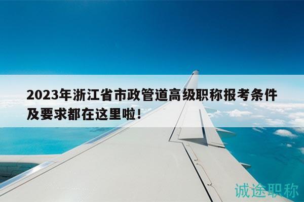 2023年浙江省市政管道高級(jí)職稱報(bào)考條件及要求都在這里啦！