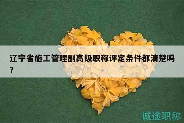 遼寧省施工管理副高級(jí)職稱評(píng)定條件都清楚嗎？