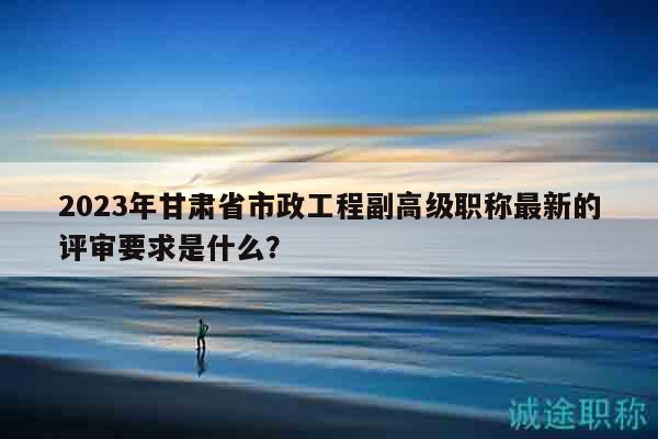 2023年甘肅省市政工程副高級職稱最新的評審要求是什么？
