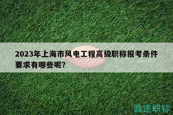 2023年上海市風(fēng)電工程高級職稱報(bào)考條件要求有哪些呢？