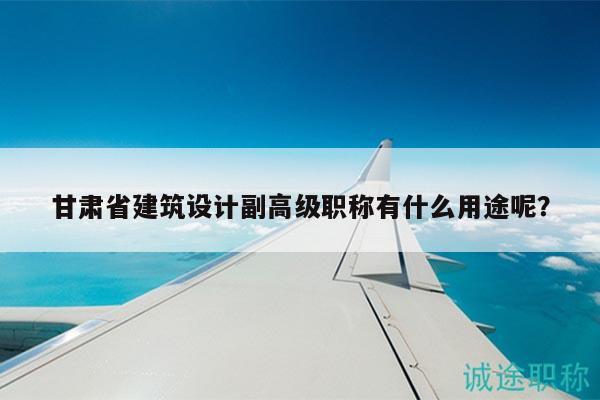 甘肅省建筑設(shè)計(jì)副高級(jí)職稱有什么用途呢？