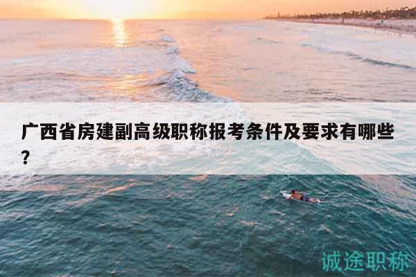 廣西省房建副高級職稱報考條件及要求有哪些？