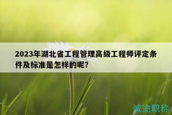 2023年湖北省工程管理高級(jí)工程師評(píng)定條件及標(biāo)準(zhǔn)是怎樣的呢？