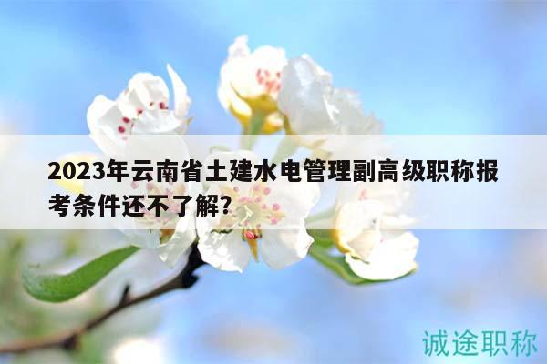 2023年云南省土建水電管理副高級職稱報考條件還不了解？
