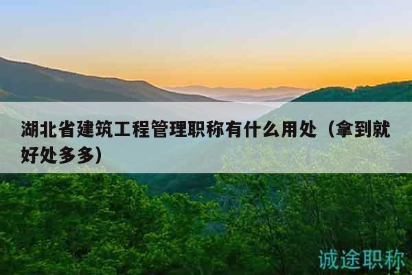 湖北省建筑工程管理職稱有什么用處（拿到就好處多多）