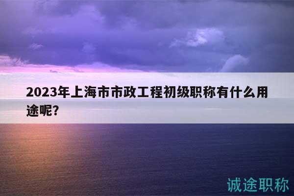 2023年上海市市政工程初級(jí)職稱(chēng)有什么用途呢？