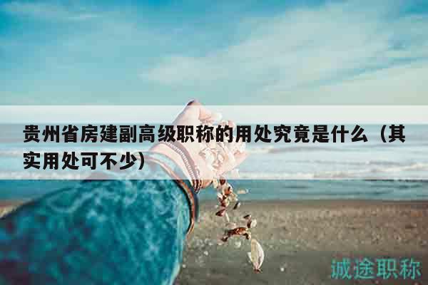 貴州省房建副高級(jí)職稱的用處究竟是什么（其實(shí)用處可不少）