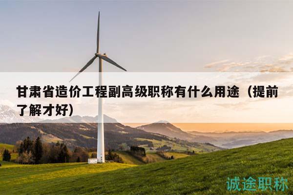 甘肅省造價工程副高級職稱有什么用途（提前了解才好）