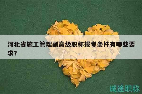 河北省施工管理副高級職稱報考條件有哪些要求？