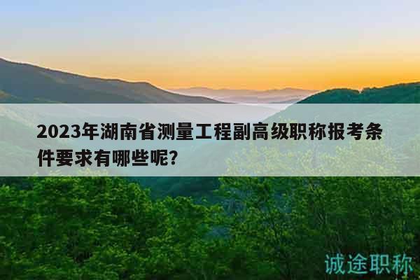 2023年湖南省測(cè)量工程副高級(jí)職稱報(bào)考條件要求有哪些呢？