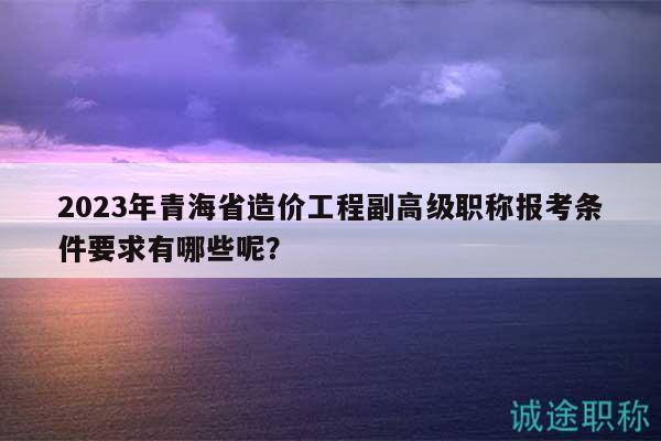 2023年青海省造價工程副高級職稱報考條件要求有哪些呢？