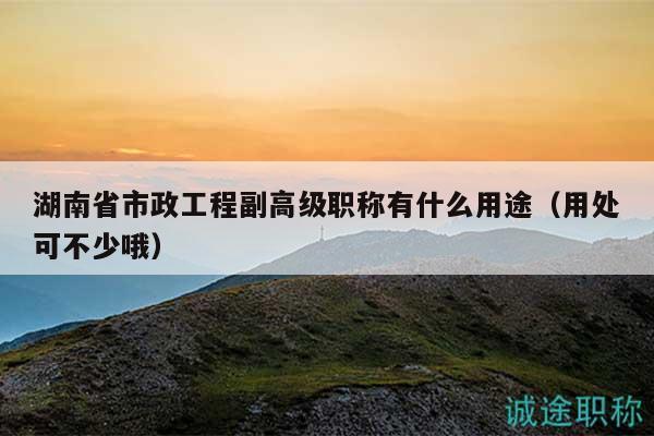 湖南省市政工程副高級(jí)職稱有什么用途（用處可不少哦）