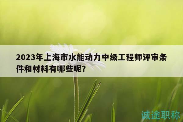 2023年上海市水能動力中級工程師評審條件和材料有哪些呢？