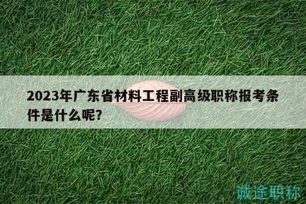 2023年廣東省材料工程副高級(jí)職稱報(bào)考條件是什么呢？