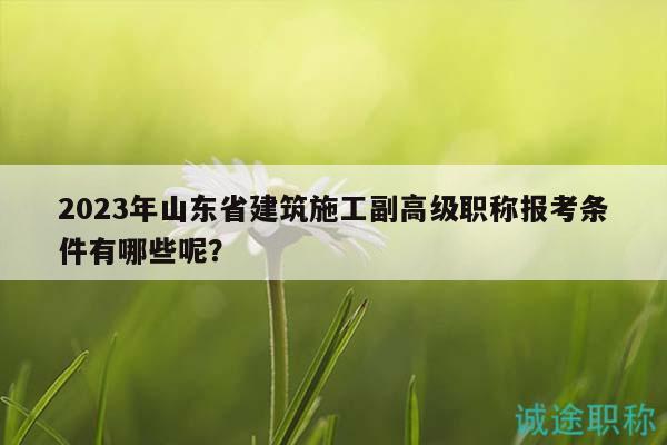 2023年山東省建筑施工副高級職稱報考條件有哪些呢？