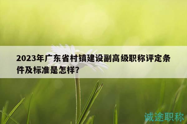 2023年廣東省村鎮(zhèn)建設(shè)副高級職稱評定條件及標(biāo)準(zhǔn)是怎樣？