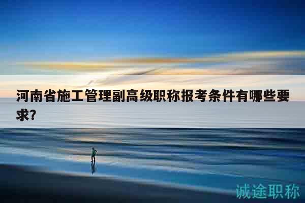 河南省施工管理副高級職稱報考條件有哪些要求？