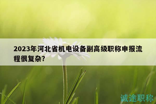 2023年河北省機(jī)電設(shè)備副高級(jí)職稱(chēng)申報(bào)流程很復(fù)雜？