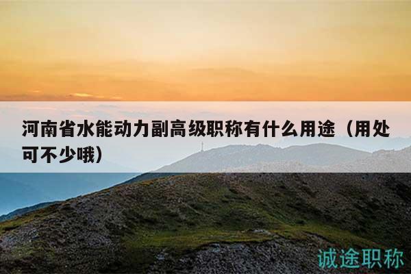 河南省水能動(dòng)力副高級(jí)職稱有什么用途（用處可不少哦）