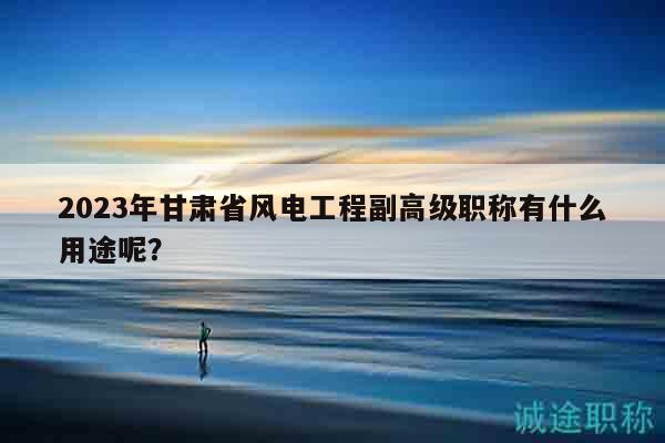 2023年甘肅省風(fēng)電工程副高級職稱有什么用途呢？