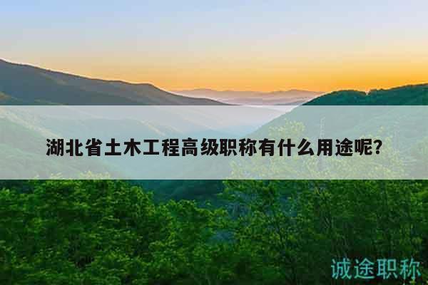 湖北省土木工程高級職稱有什么用途呢？