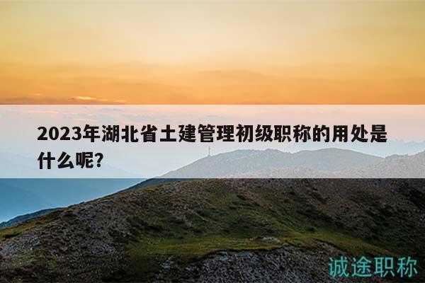 2023年湖北省土建管理初級(jí)職稱的用處是什么呢？