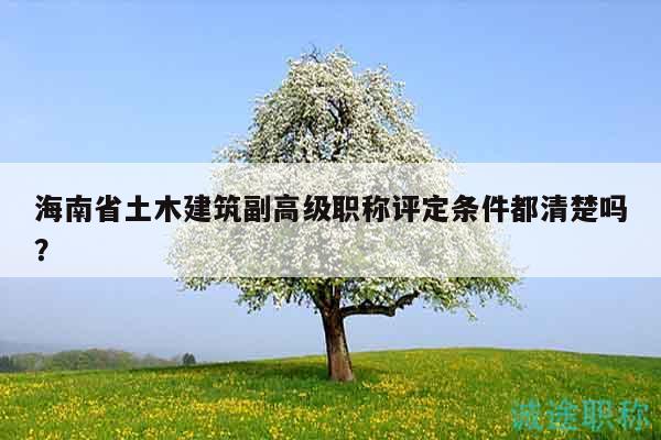 海南省土木建筑副高級職稱評定條件都清楚嗎？