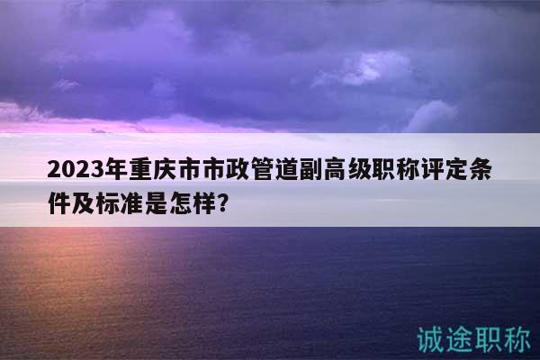 2023年重慶市市政管道副高級(jí)職稱(chēng)評(píng)定條件及標(biāo)準(zhǔn)是怎樣？
