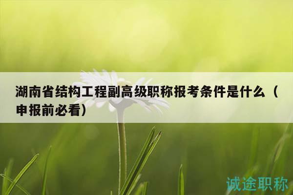 湖南省結(jié)構(gòu)工程副高級(jí)職稱(chēng)報(bào)考條件是什么（申報(bào)前必看）