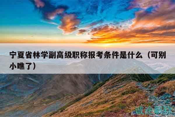 寧夏省林學(xué)副高級職稱報考條件是什么（可別小瞧了）