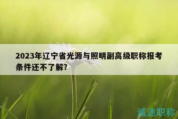 2023年遼寧省光源與照明副高級(jí)職稱報(bào)考條件還不了解？