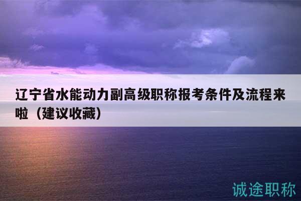 遼寧省水能動(dòng)力副高級(jí)職稱(chēng)報(bào)考條件及流程來(lái)啦（建議收藏）