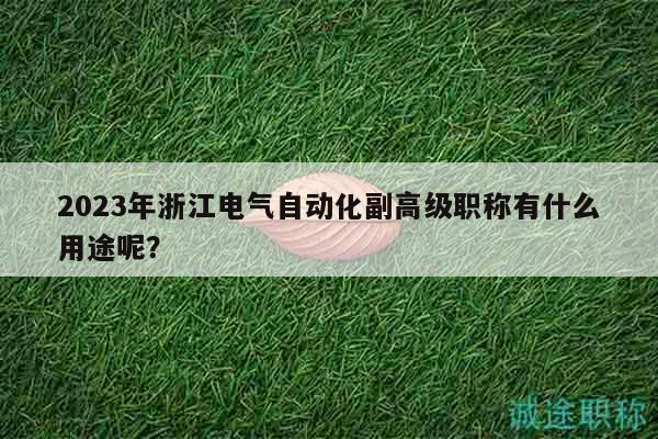 2023年浙江電氣自動(dòng)化副高級(jí)職稱(chēng)有什么用途呢？